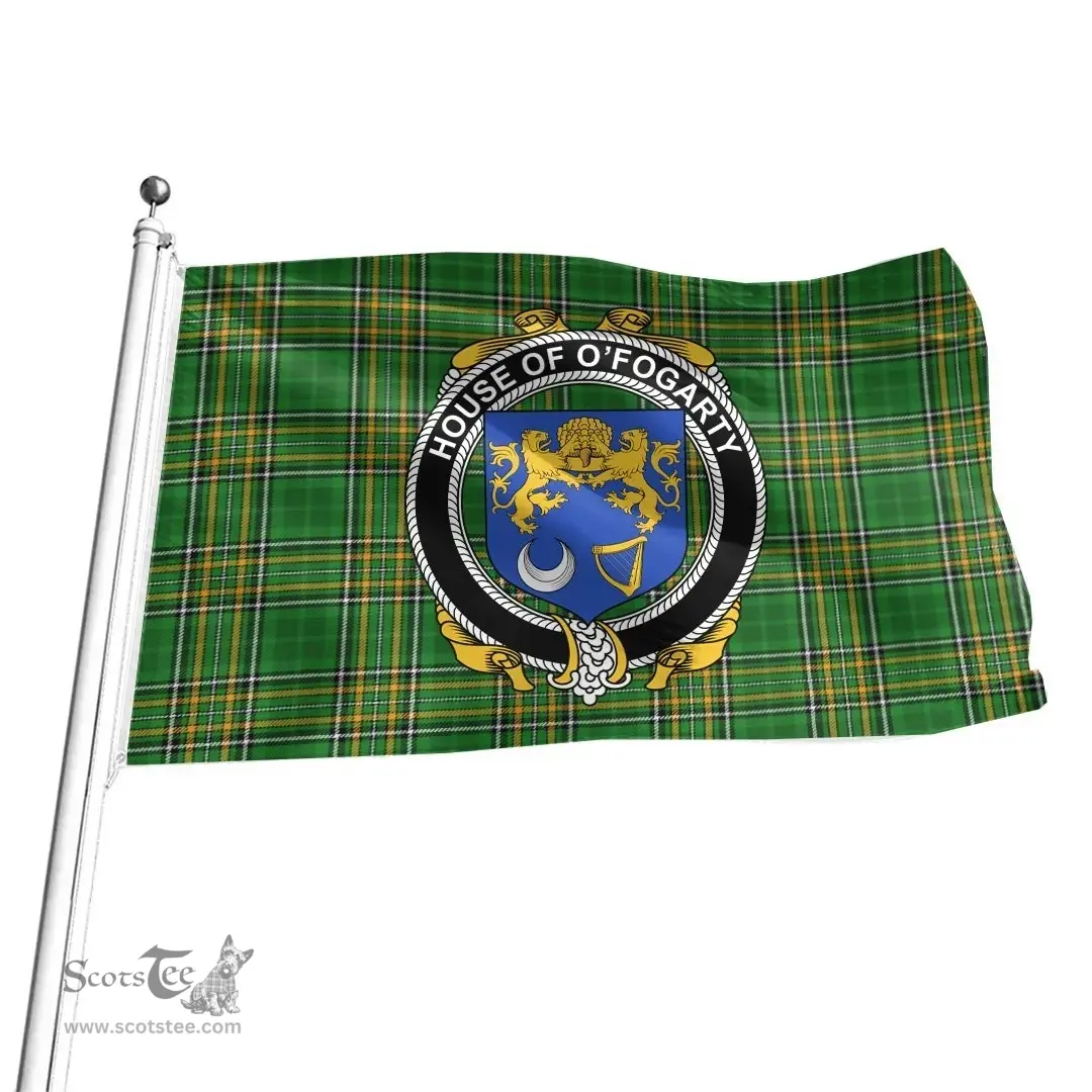 Irish House of O'FOGARTY Coat of Arms Family Crest Ireland Flag Irish National Tartan Irish County Flag