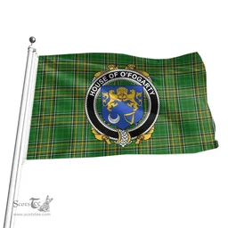 Irish House of O'FOGARTY Coat of Arms Family Crest Ireland Flag Irish National Tartan Irish County Flag