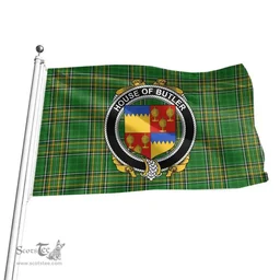 Irish House of BUTLER Coat of Arms Family Crest Ireland Flag Irish National Tartan Irish County Flag