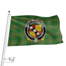 Irish House of O'HANNON Coat of Arms Family Crest Ireland Flag Irish National Tartan Irish County Flag
