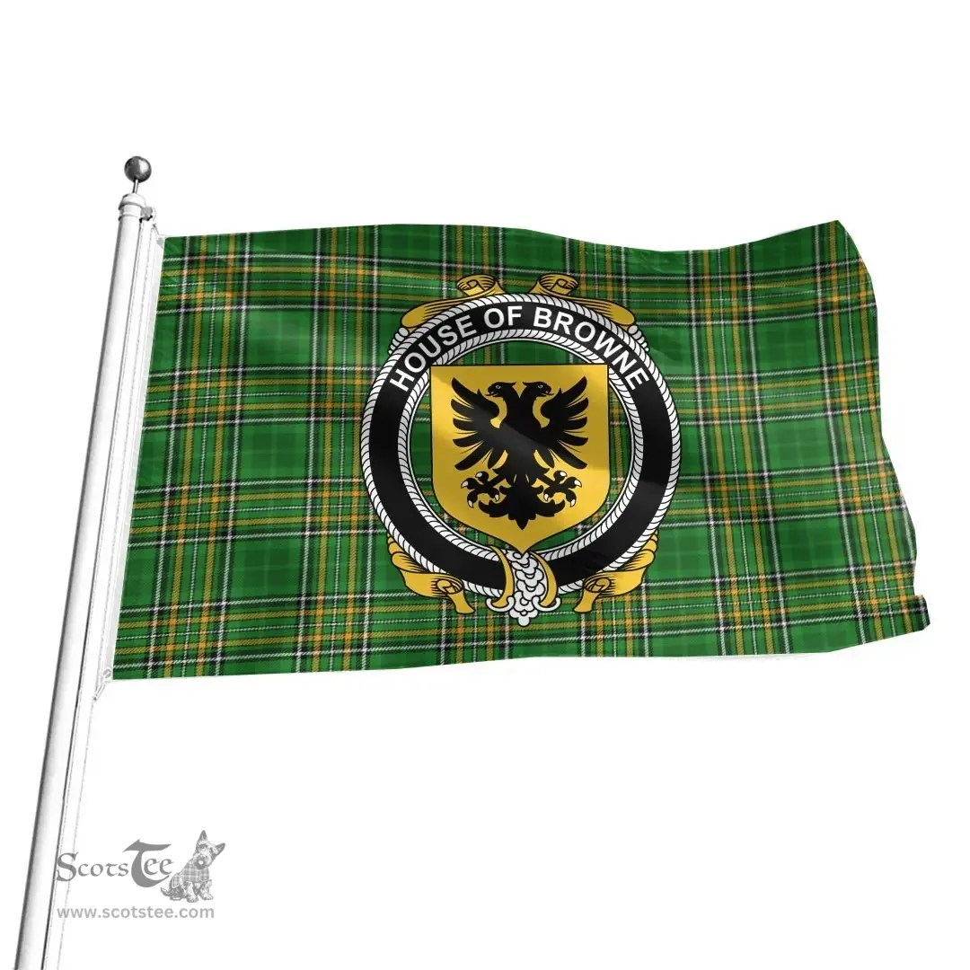 Irish House of BROWNE Coat of Arms Family Crest Ireland Flag Irish National Tartan Irish County Flag