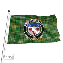 Irish House of O'KEARNEY Coat of Arms Family Crest Ireland Flag Irish National Tartan Irish County Flag