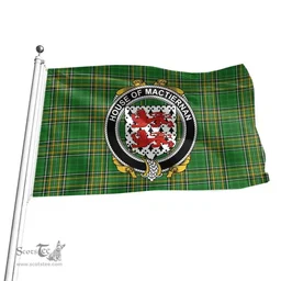 Irish House of MACTIERNAN Coat of Arms Family Crest Ireland Flag Irish National Tartan Irish County Flag