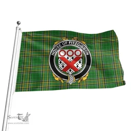 Irish House of FITZGIBBON Coat of Arms Family Crest Ireland Flag Irish National Tartan Irish County Flag