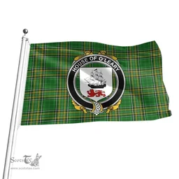 Irish House of O'LEARY Coat of Arms Family Crest Ireland Flag Irish National Tartan Irish County Flag