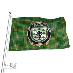 Irish House of O'GALLAGHER Coat of Arms Family Crest Ireland Flag Irish National Tartan Irish County Flag