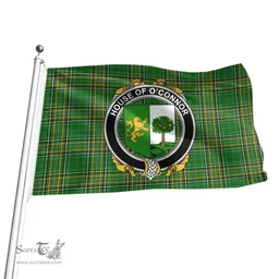 Irish House of O'CONNOR (Sligo) Coat of Arms Family Crest Ireland Flag Irish National Tartan Irish County Flag