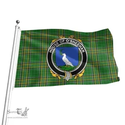 Irish House of O'SHEEHAN Coat of Arms Family Crest Ireland Flag Irish National Tartan Irish County Flag