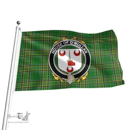 Irish House of O'MULLAN Coat of Arms Family Crest Ireland Flag Irish National Tartan Irish County Flag