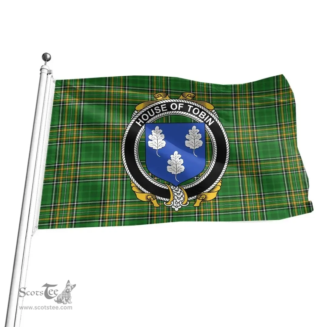 Irish House of TOBIN Coat of Arms Family Crest Ireland Flag Irish National Tartan Irish County Flag