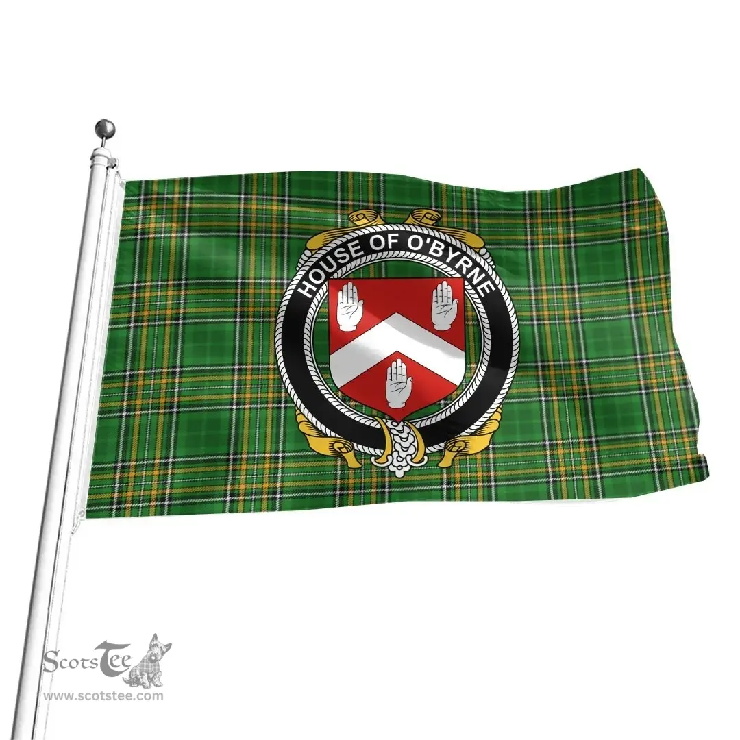 Irish House of O'BYRNE Coat of Arms Family Crest Ireland Flag Irish National Tartan Irish County Flag