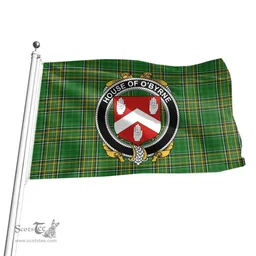 Irish House of O'BYRNE Coat of Arms Family Crest Ireland Flag Irish National Tartan Irish County Flag