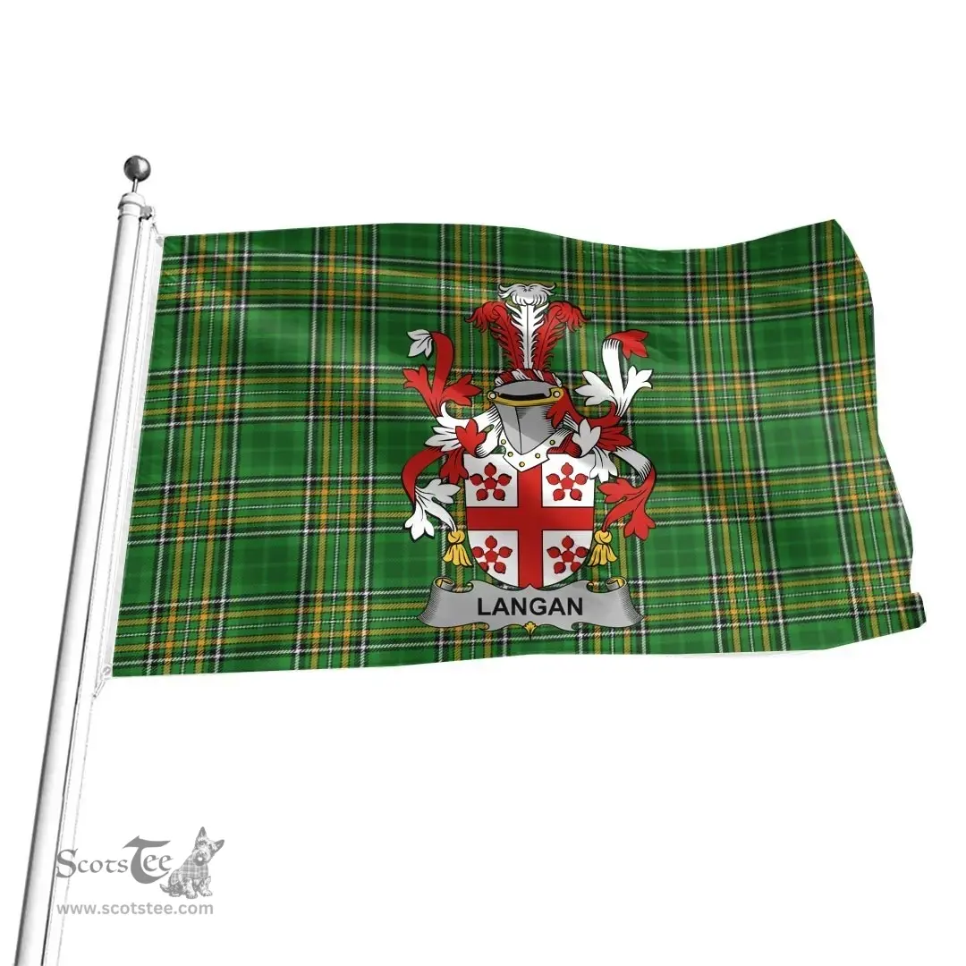 Irish Langan or O'Longan Coat of Arms Family Crest Ireland Flag Irish National Tartan Irish County Flag