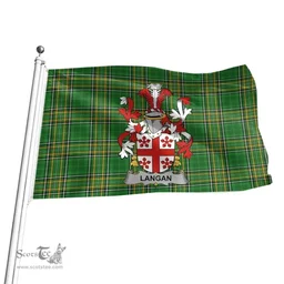Irish Langan or O'Longan Coat of Arms Family Crest Ireland Flag Irish National Tartan Irish County Flag