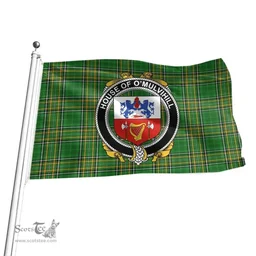 Irish House of O'MULVIHILL Coat of Arms Family Crest Ireland Flag Irish National Tartan Irish County Flag