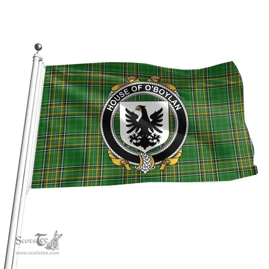 Irish House of O'BOYLAND Coat of Arms Family Crest Ireland Flag Irish National Tartan Irish County Flag