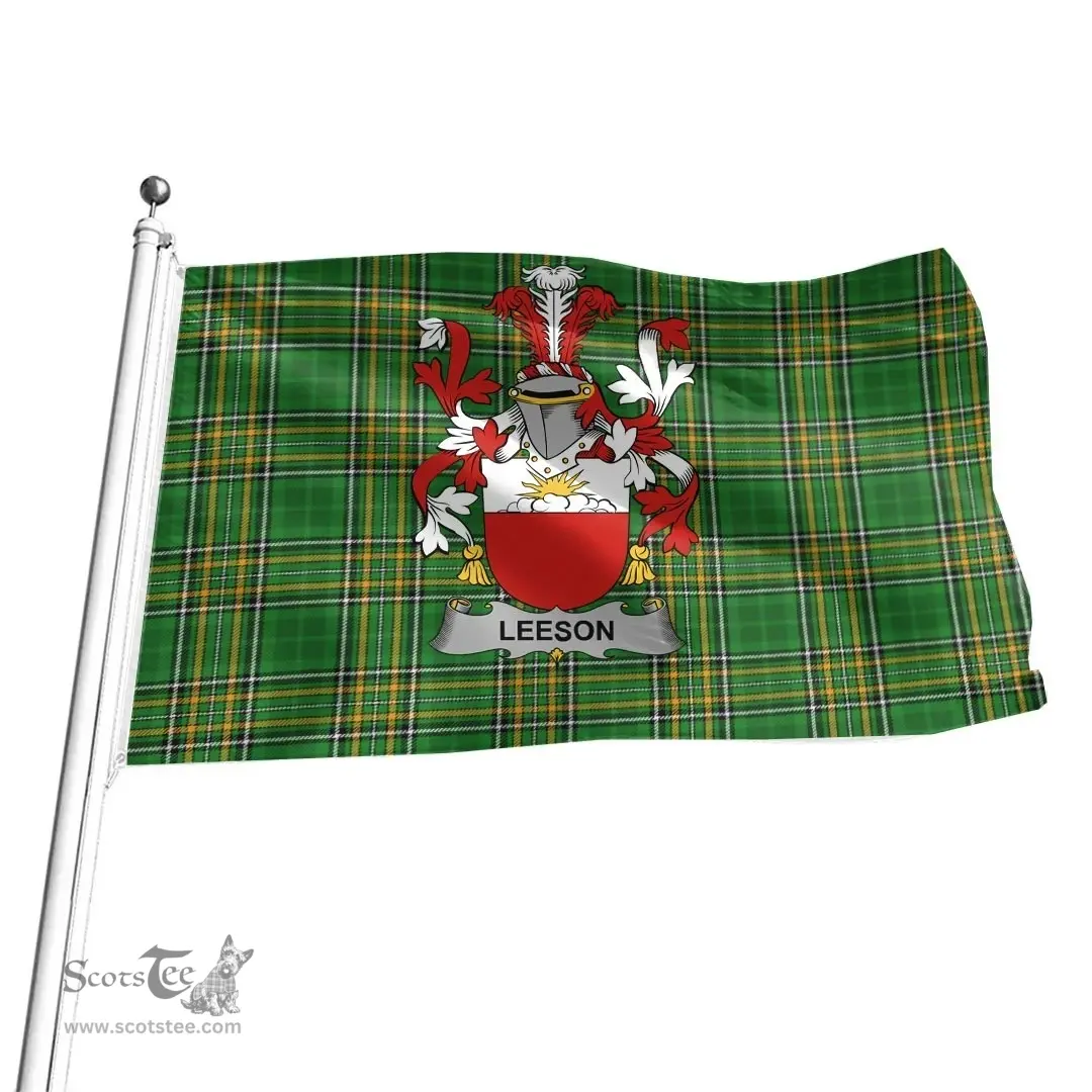 Irish Lees or McAleese Coat of Arms Family Crest Ireland Flag Irish National Tartan Irish County Flag