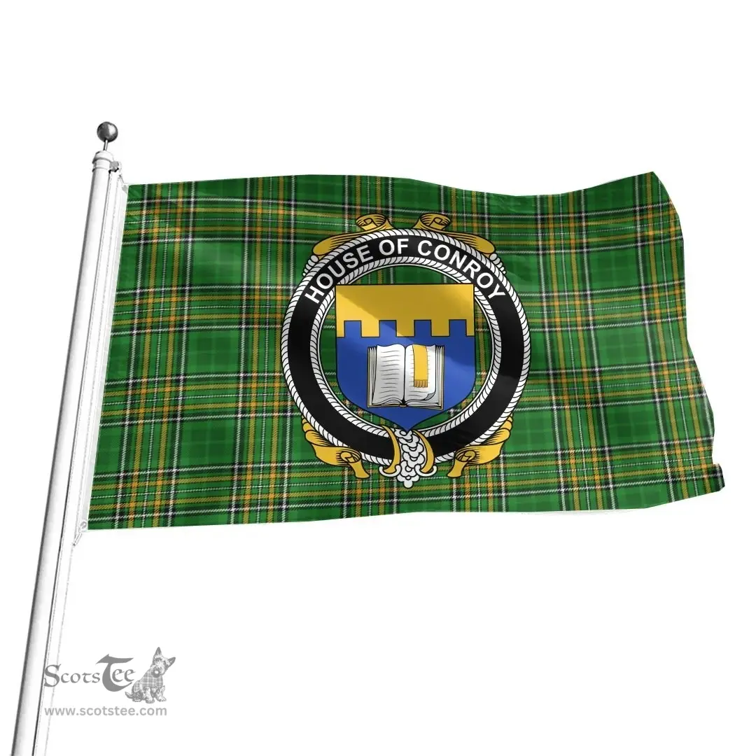 Irish House of CONROY (O'MULCONRY) Coat of Arms Family Crest Ireland Flag Irish National Tartan Irish County Flag