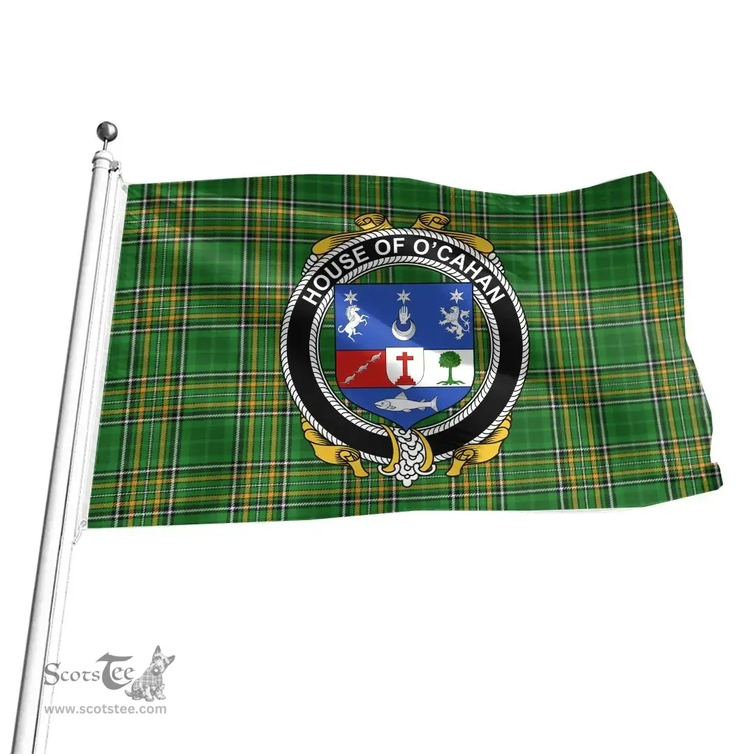 Irish House of O'CAHAN (KEANE) Coat of Arms Family Crest Ireland Flag Irish National Tartan Irish County Flag