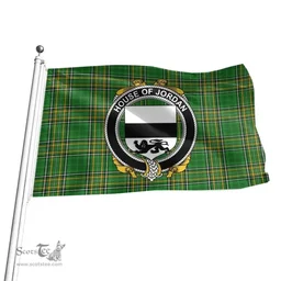 Irish House of JORDAN Coat of Arms Family Crest Ireland Flag Irish National Tartan Irish County Flag