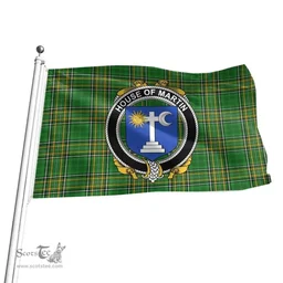 Irish House of MARTIN Coat of Arms Family Crest Ireland Flag Irish National Tartan Irish County Flag