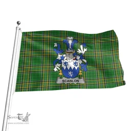 Irish Scanlon or O'Scanlan Coat of Arms Family Crest Ireland Flag Irish National Tartan Irish County Flag