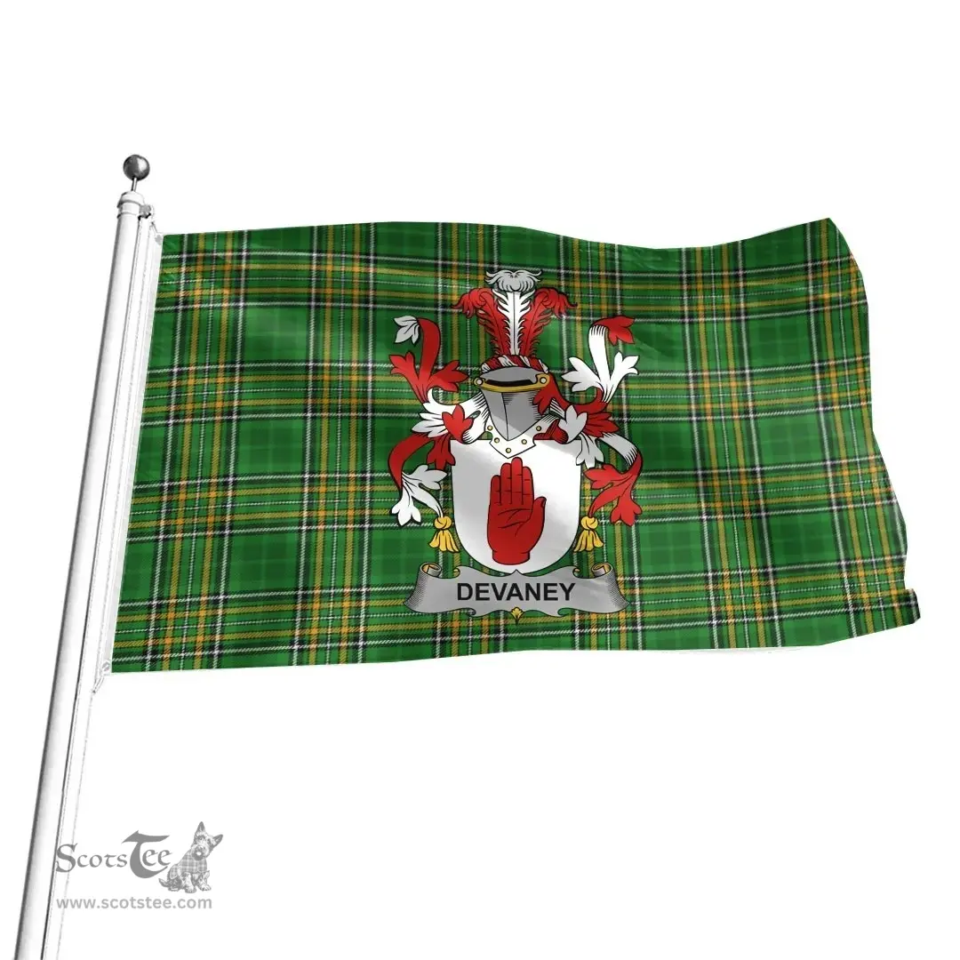 Irish Devaney or O'Devaney Coat of Arms Family Crest Ireland Flag Irish National Tartan Irish County Flag