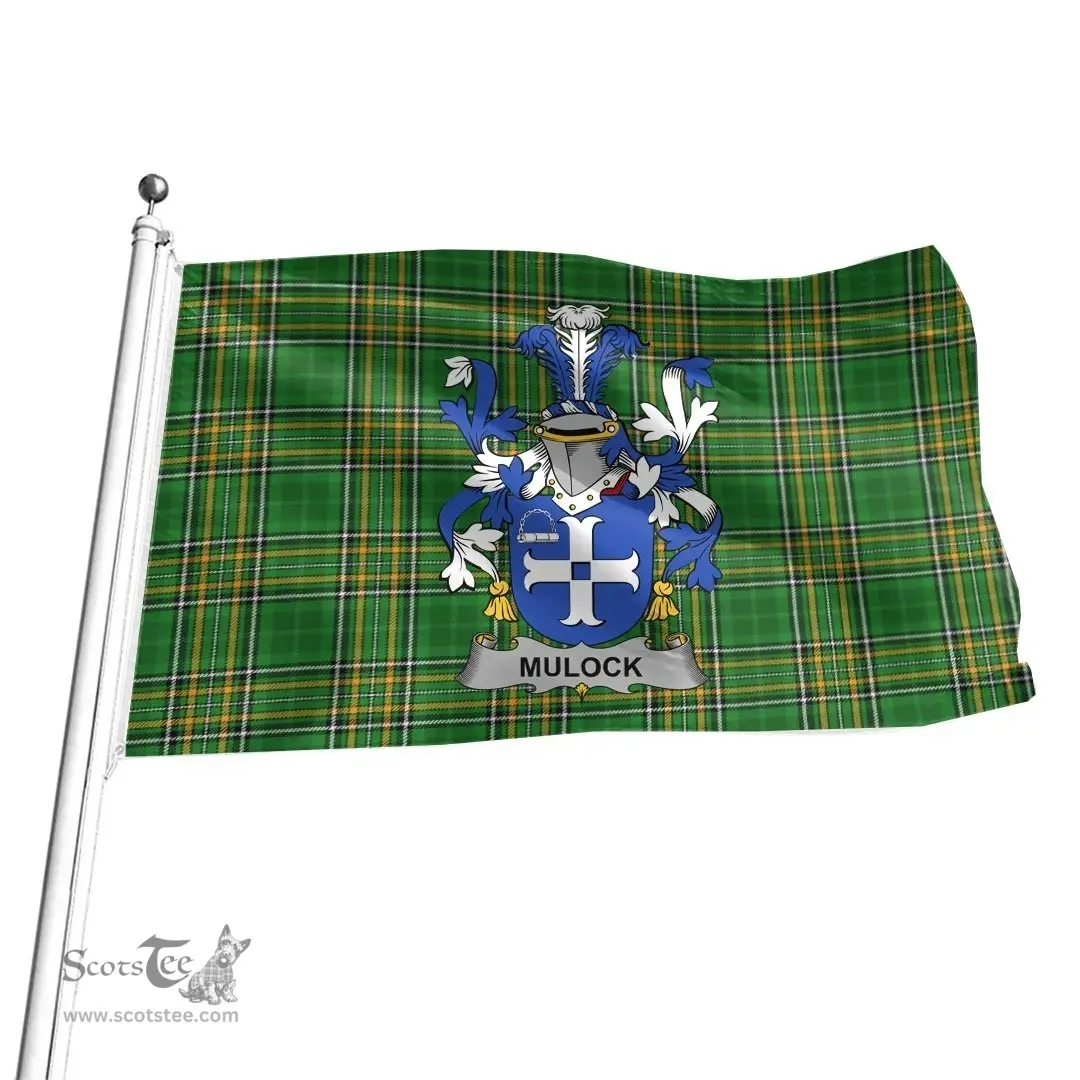 Irish Mulock or Mullock Coat of Arms Family Crest Ireland Flag Irish National Tartan Irish County Flag