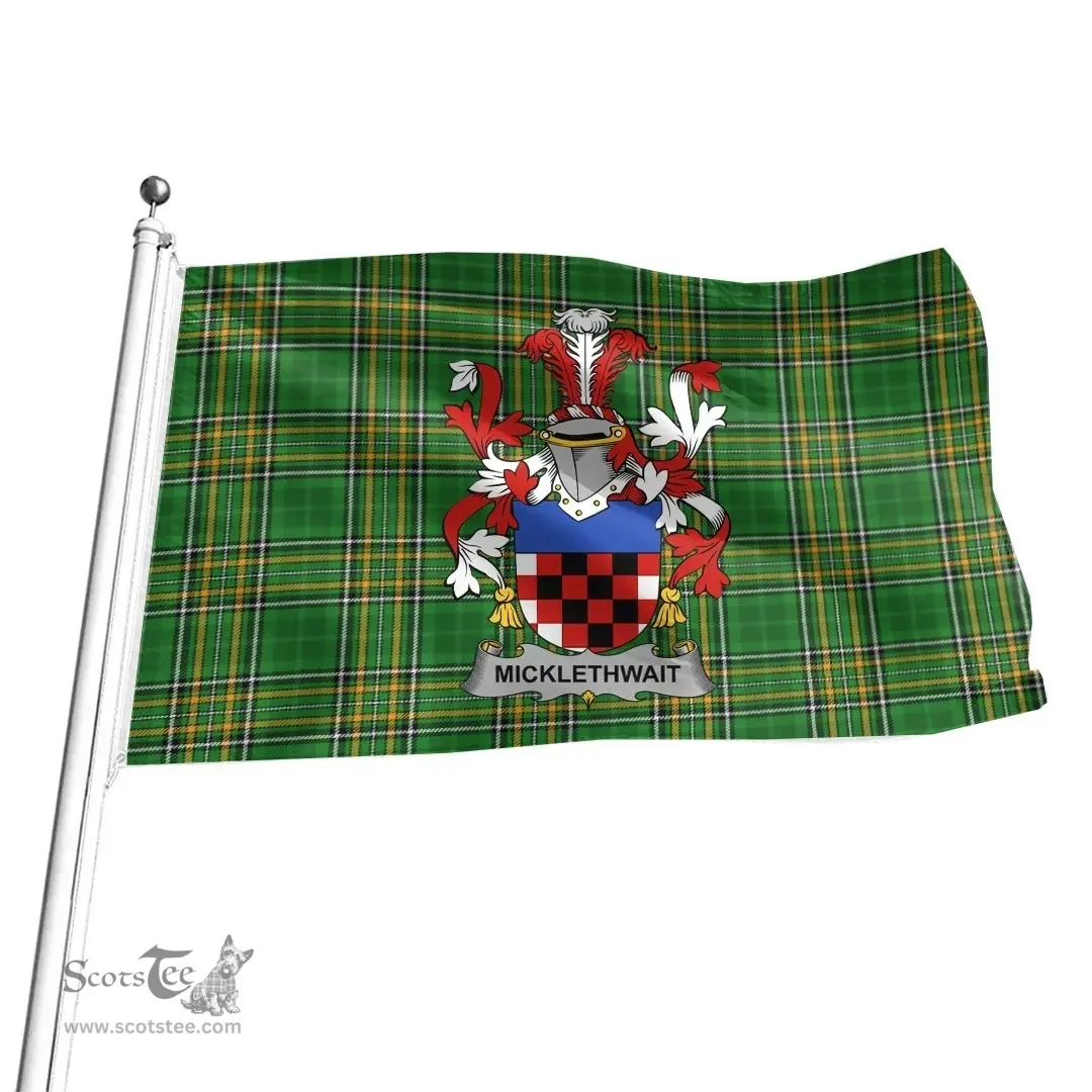 Irish Micklethwait Coat of Arms Family Crest Ireland Flag Irish National Tartan Irish County Flag