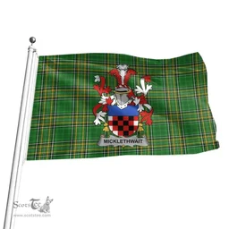 Irish Micklethwait Coat of Arms Family Crest Ireland Flag Irish National Tartan Irish County Flag