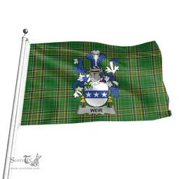 Irish Weir or McWeir Coat of Arms Family Crest Ireland Flag Irish National Tartan Irish County Flag