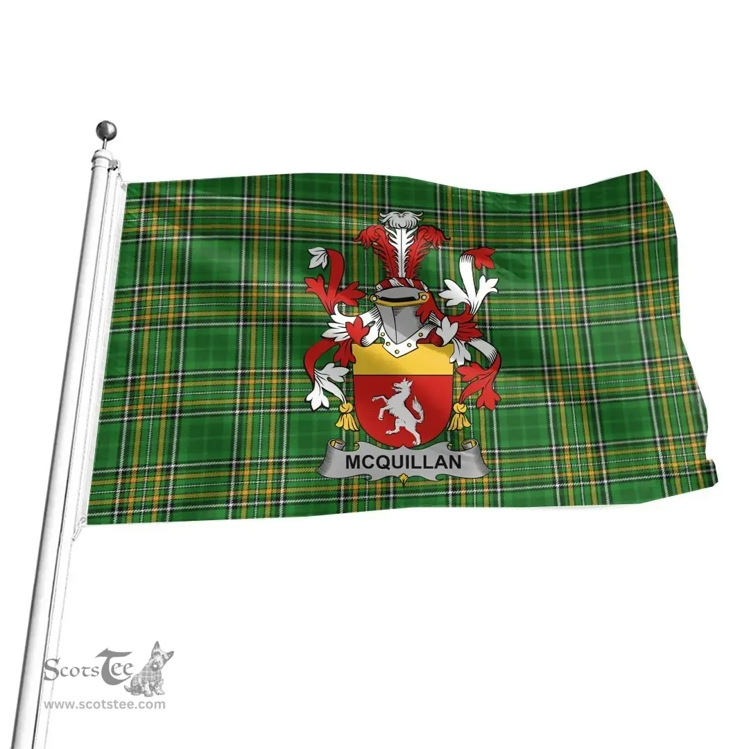 Irish McQuillan Coat of Arms Family Crest Ireland Flag Irish National Tartan Irish County Flag