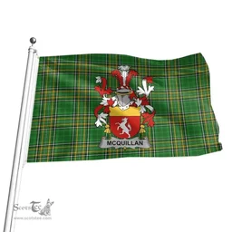 Irish McQuillan Coat of Arms Family Crest Ireland Flag Irish National Tartan Irish County Flag