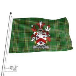 Irish McRory or McCrory Coat of Arms Family Crest Ireland Flag Irish National Tartan Irish County Flag