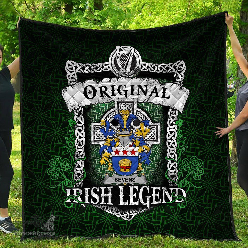 Irish Bevens Coat of Arms Family Crest Ireland Quilt Original Irish Legend Quilt