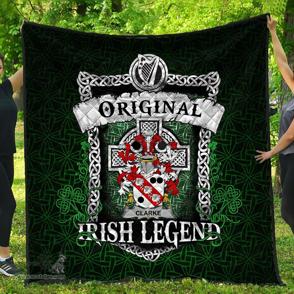 Irish Clarke Coat of Arms Family Crest Ireland Quilt Original Irish Legend Quilt