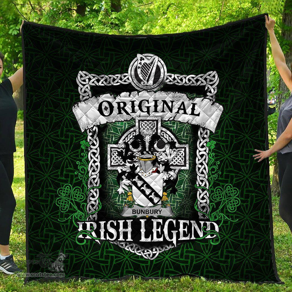 Irish Bunbury Coat of Arms Family Crest Ireland Quilt Original Irish Legend Quilt
