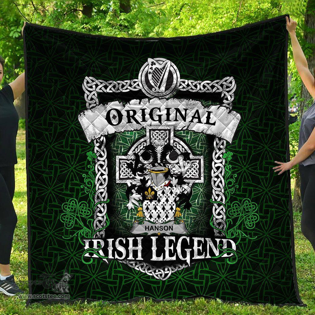 Irish Hanson or O'Hanson Coat of Arms Family Crest Ireland Quilt Original Irish Legend Quilt