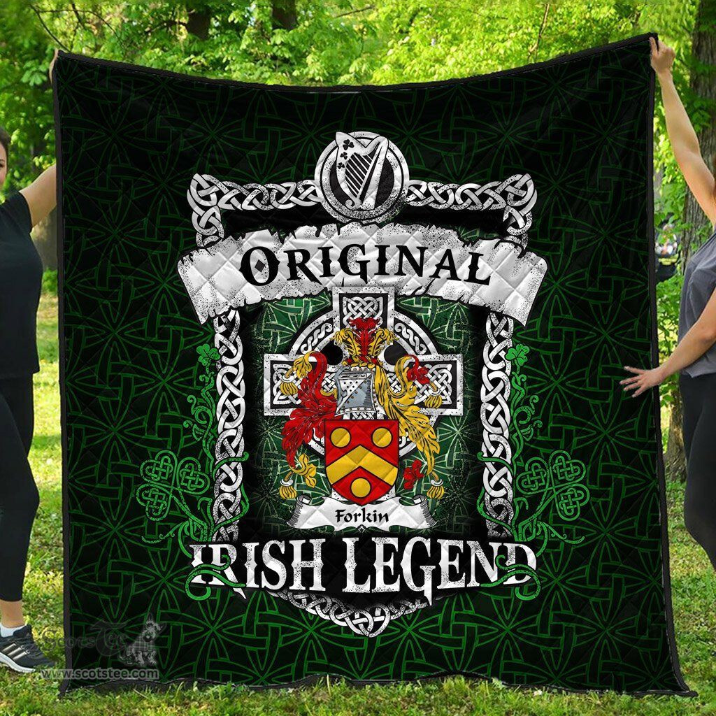 Irish Forkin Coat of Arms Family Crest Ireland Quilt Original Irish Legend Quilt
