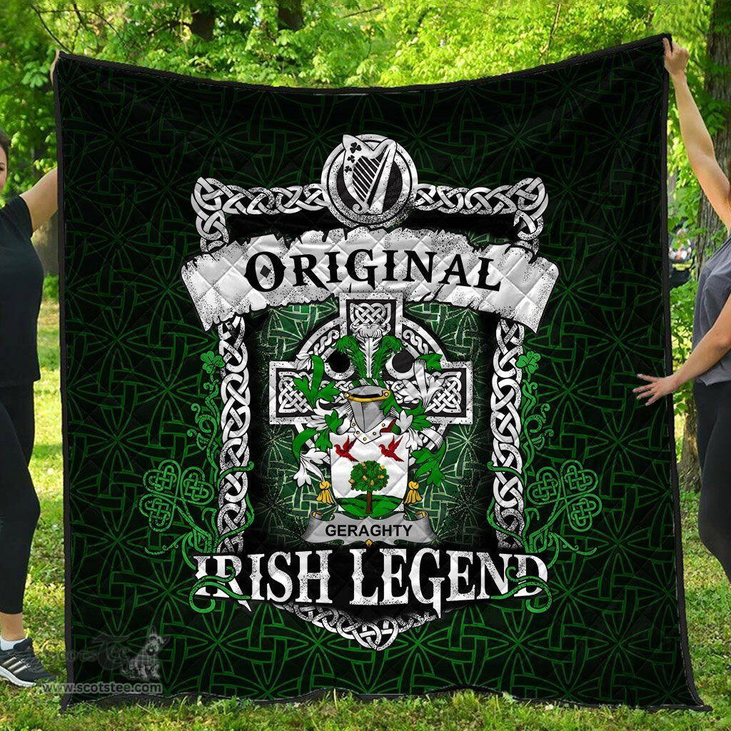 Irish Geraghty or McGarrity Coat of Arms Family Crest Ireland Quilt Original Irish Legend Quilt