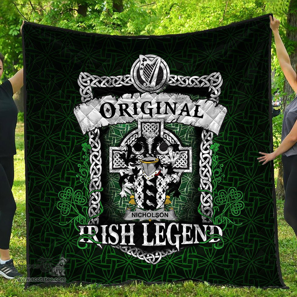 Irish Nicholson Coat of Arms Family Crest Ireland Quilt Original Irish Legend Quilt