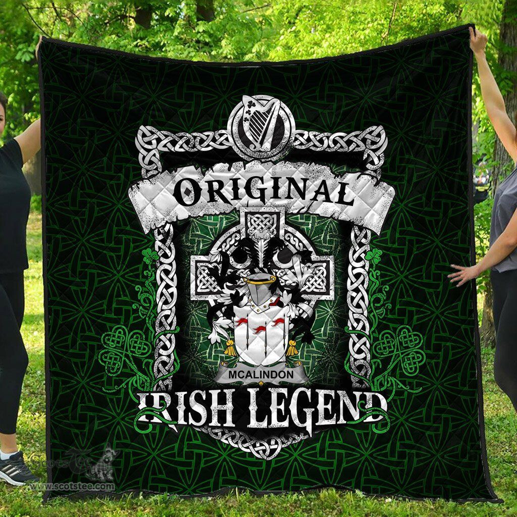 Irish McAlindon or McAlindem Coat of Arms Family Crest Ireland Quilt Original Irish Legend Quilt