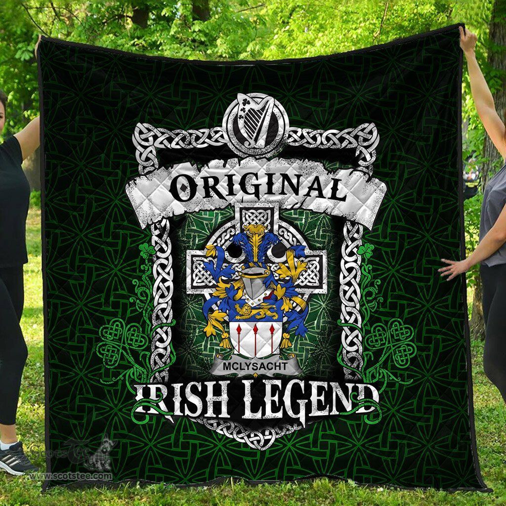 Irish McLysacht or Lysacht Coat of Arms Family Crest Ireland Quilt Original Irish Legend Quilt
