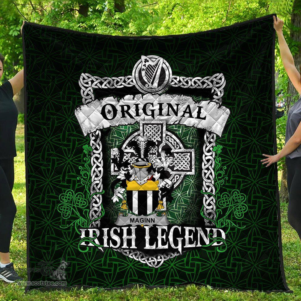 Irish Maginn or Ginn Coat of Arms Family Crest Ireland Quilt Original Irish Legend Quilt