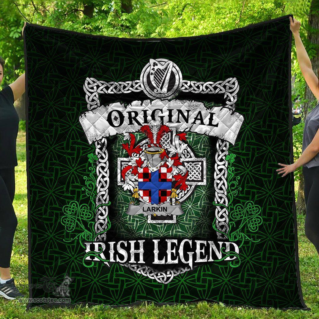 Irish Larkin or O'Larkin Coat of Arms Family Crest Ireland Quilt Original Irish Legend Quilt