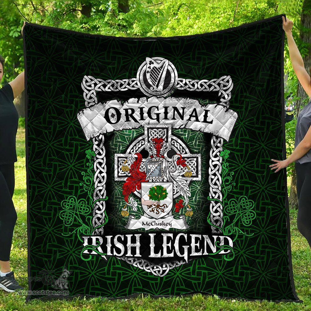 Irish McCluskey Coat of Arms Family Crest Ireland Quilt Original Irish Legend Quilt