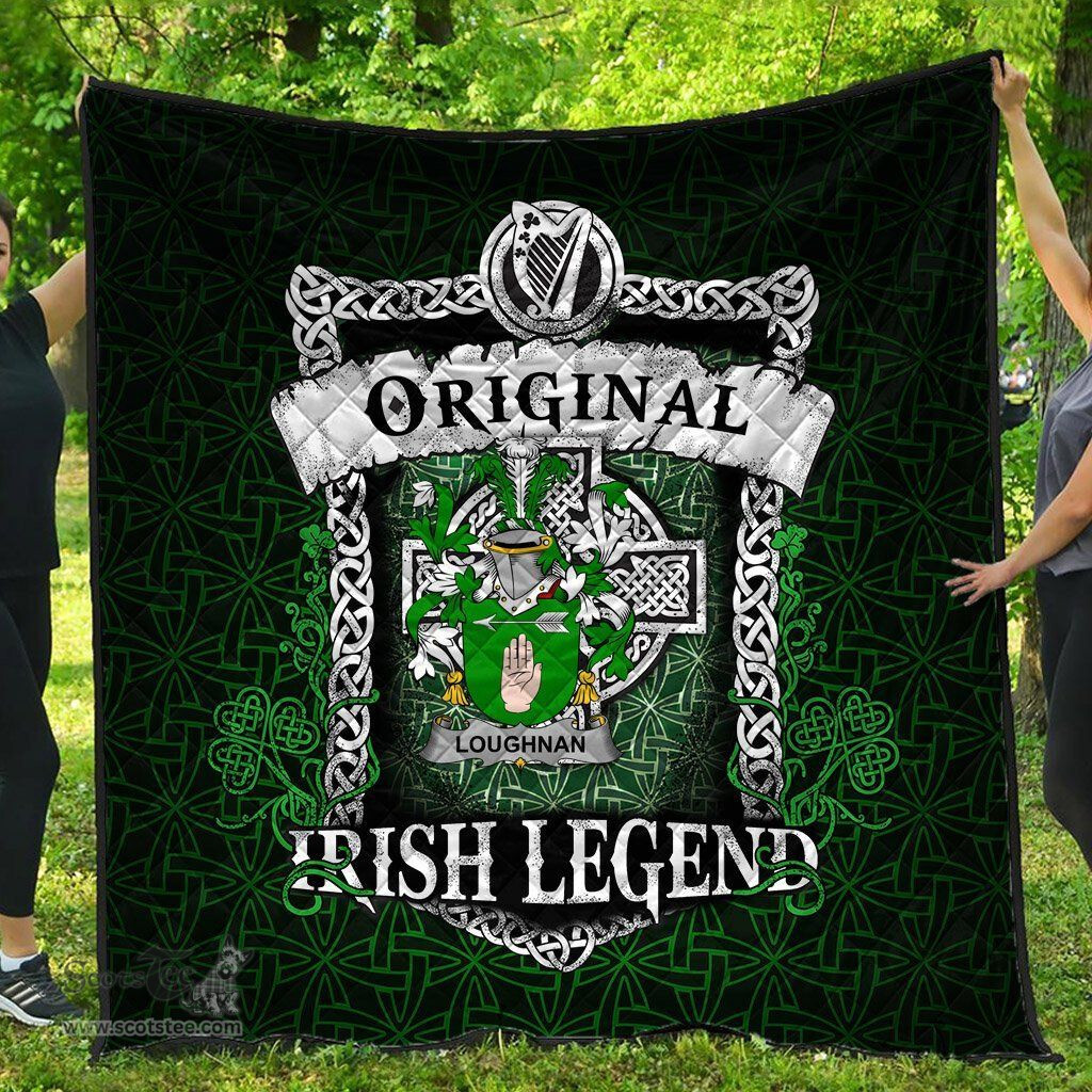 Irish Loughnan or O'Loughnan Coat of Arms Family Crest Ireland Quilt Original Irish Legend Quilt