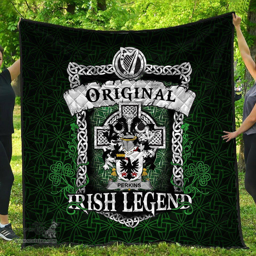 Irish Perkins Coat of Arms Family Crest Ireland Quilt Original Irish Legend Quilt