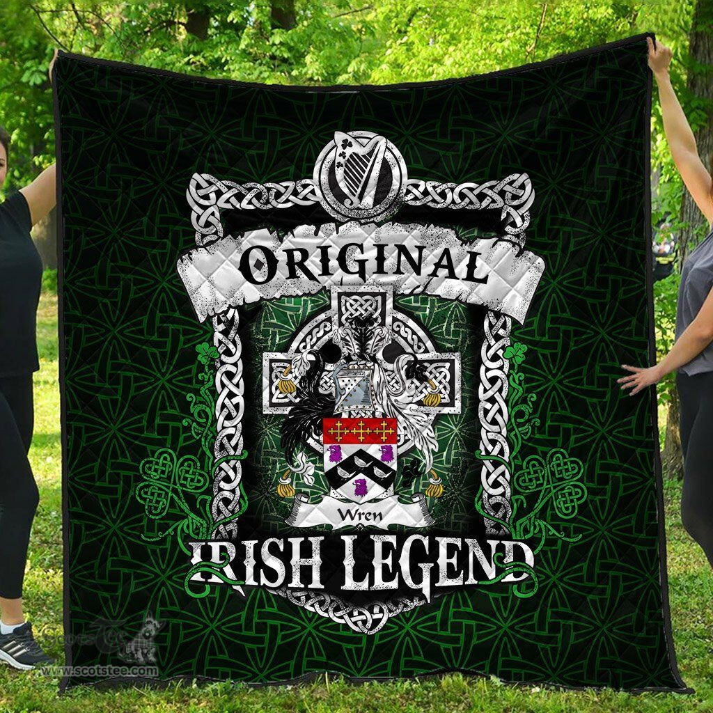 Irish Wren or Wrenn Coat of Arms Family Crest Ireland Quilt Original Irish Legend Quilt