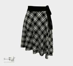 Scottish Menzies Black & White Modern Clan Tartan Classic Wrap Skirt